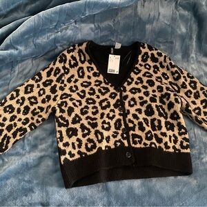H&M Black and Beige Leopard Print Cardigan